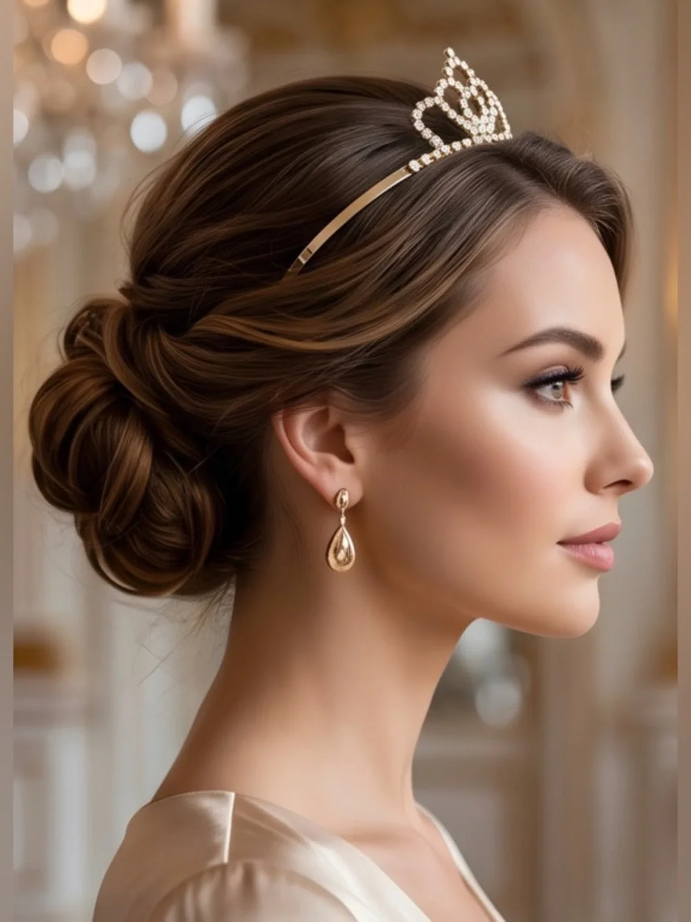 Gold-tone Clear Crystal Tiara Headband - Elegant Women's Hair Accessory
